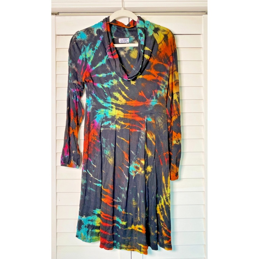 Mexicali Blues Tie Dye Pullover Cowl Neck Womens Dress, Boho, Hippie, Soft | XL